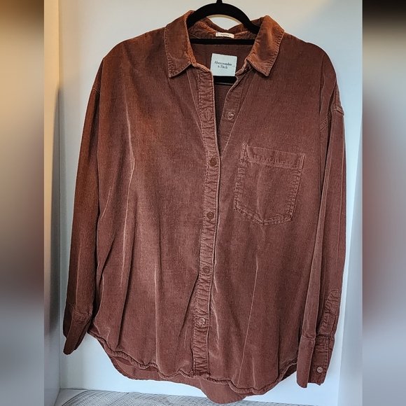 Abercrombie & Fitch Oversized Corduroy Button-up Brown, Large - Picture 5 of 6